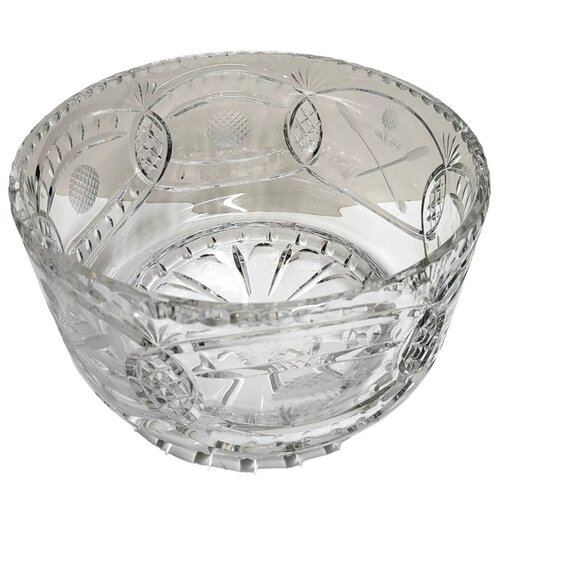 Golf Themed Bowl Par Excellence Hand Cut Glass 24% Lead Crystal 9” - Picture 1 of 16